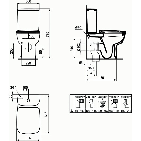Чаша для унитаза-компакта Ideal Standard Esedra T282001