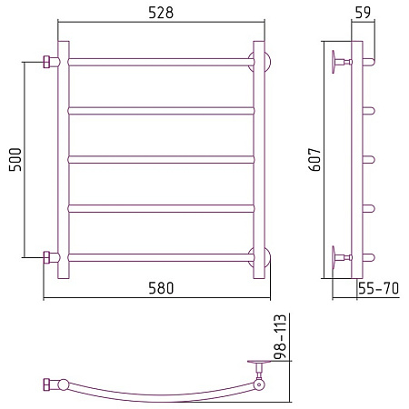 Полотенцесушитель водяной Стилье Версия-Б2 50х50 хром