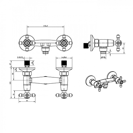 Смеситель Boheme Medici Presente 314 для душа, бронза