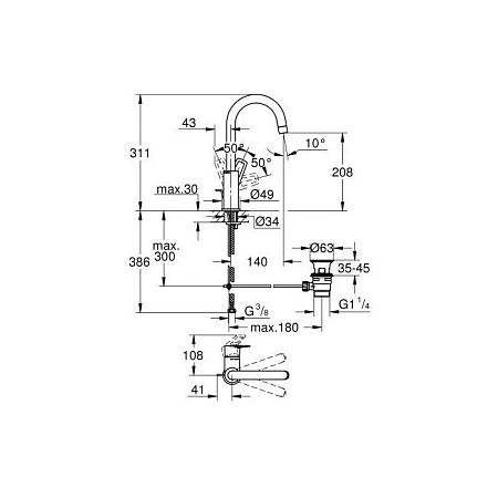 Смеситель Grohe BauLoop 23763001 для кухонной мойки хром
