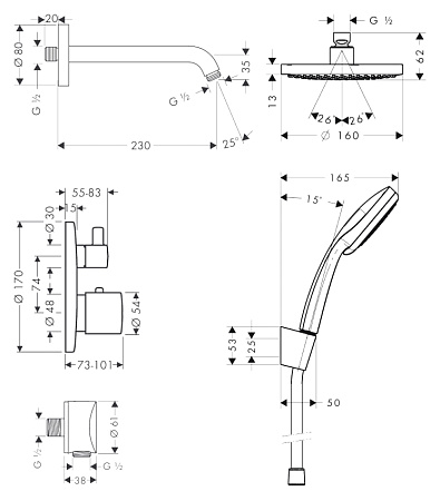 Душевой комплект Hansgrohe Croma 100 26473000 хром