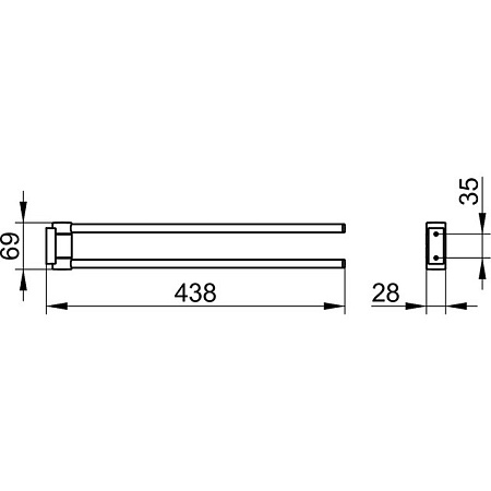 Полотенцедержатель двойной Keuco Plan 14918370000 поворотный, черный матовый