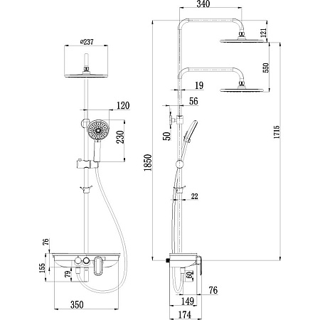 Душевая стойка Lemark Tropic LM7012BL черный