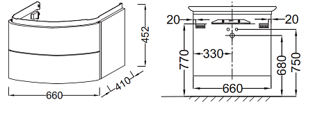 Тумба с раковиной Jacob Delafon Presquile 80 см, 2 ящика, белая