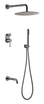 Душевой комплект Boheme Uno 464-2-GM для ванны с душем, оружейная сталь
