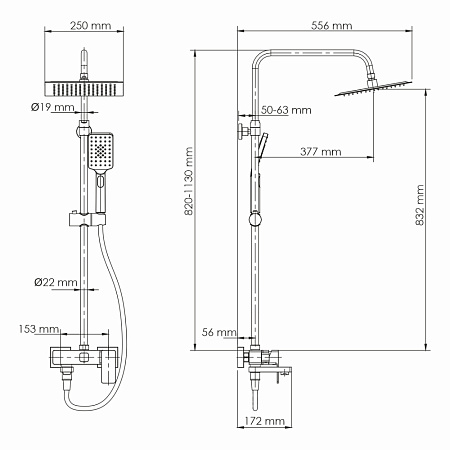 Душевая стойка WasserKRAFT A27701 черный