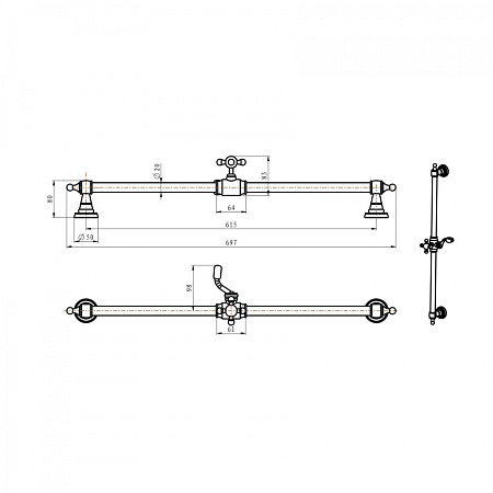 Душевая штанга Boheme Imperiale 417 золото