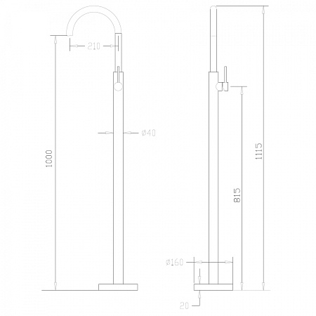Смеситель ABBER Wasser Kreis AF8141 напольный для раковины, хром