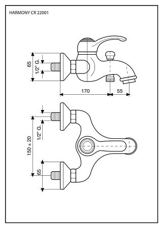 Смеситель Emmevi Harmony 22001NC для ванны, черный/хром