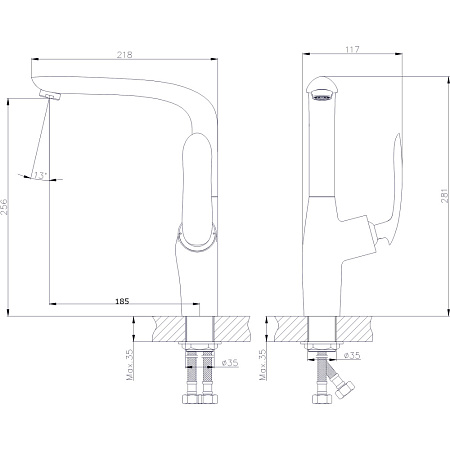 Смеситель для кухонной мойки RUSH Island IS6535-22 хром
