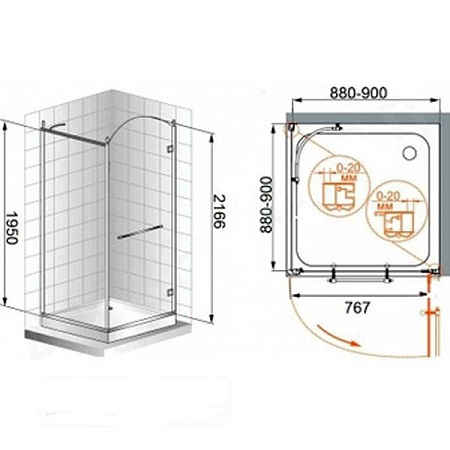 Душевой уголок Cezares Retro A1 90 PP G R