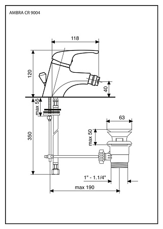 Смеситель Emmevi Ambra 9004BO для биде, белый/золото