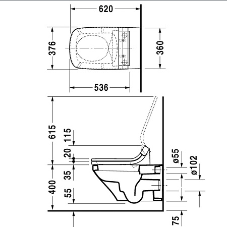 Чаша для унитаза подвесного Duravit DuraStyle SensoWash 2542590000