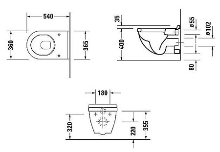 Чаша для унитаза подвесного Duravit Starck 3 2200090000