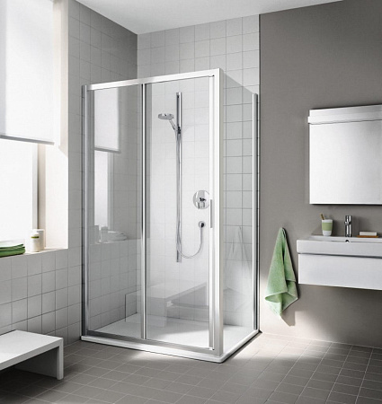 Душевой уголок Kermi Cada XS CKG2L14020VPK+CKTWD08020VPK 140x80 L прозрачное стекло