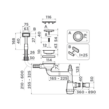 Слив-перелив для мойки Omoikiri WK-1C-LG светлое золото