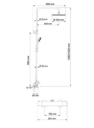 Душевая стойка WasserKRAFT A13302 хром