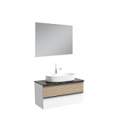 Мебель для ванной со столешницей Sancos Delta DL100W+TT100A1X дуб светлый/белый/Black Sky