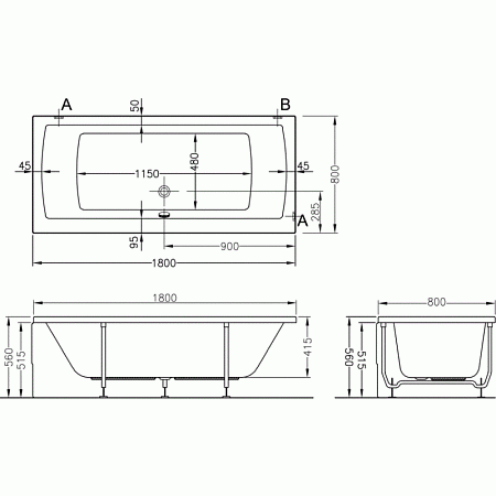 Ванна акриловая VitrA Neon 52540001000 180x80