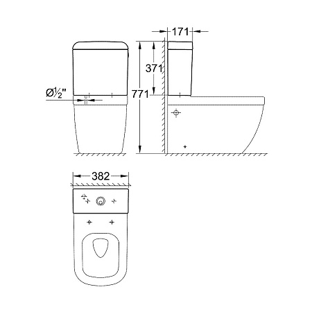 Бачок для унитаза Grohe Euro Ceramic 39333000 подводка сбоку