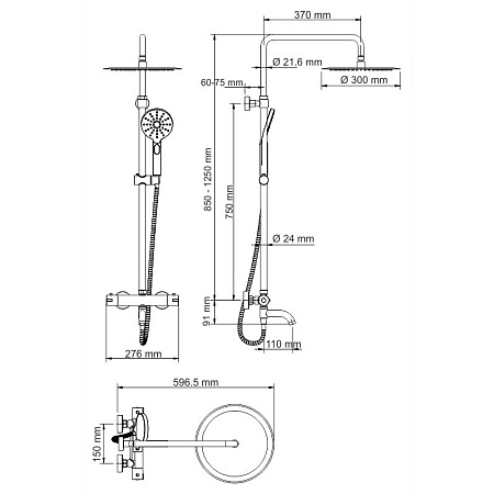 Душевая стойка WasserKRAFT Thermo A18801 хром