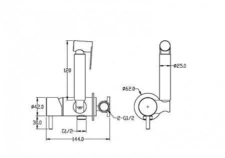 Гигиенический душ со смесителем Boheme Uno 467-G для биде, золото