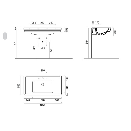 Раковина GSI Classic 8723111 105 белый