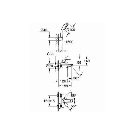 Смеситель Grohe Eurosmart 33302003 для ванны с душем