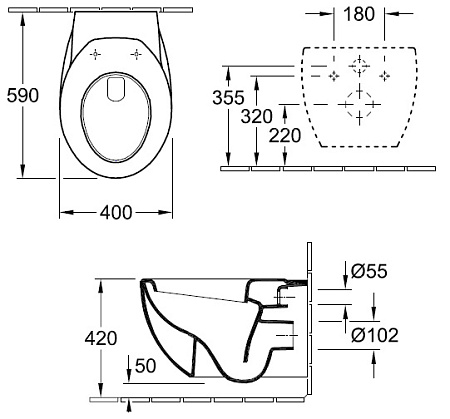 Чаша для унитаза подвесного Villeroy & Boch Aveo 661210R2