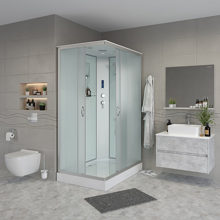 Душевая кабина Niagara Classic NG-43085-14QP 100x80x215 стекло матовое/профиль серебро