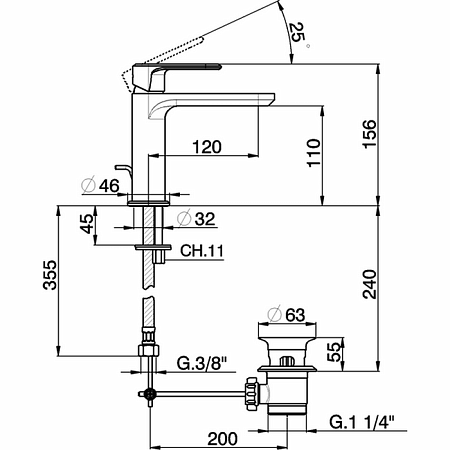 Смеситель Cisal LineaViva LV00051021 для раковины, хром