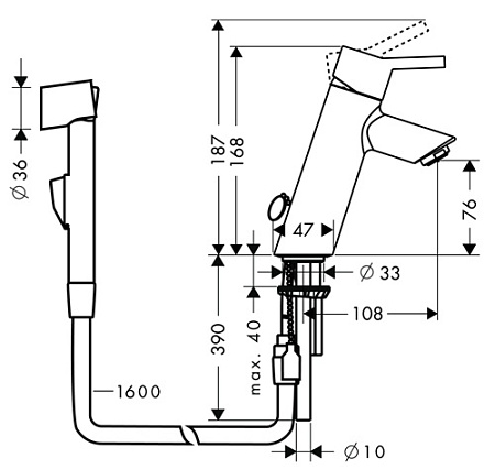 Смеситель с гигиеническим душем Hansgrohe Talis S2 32140000 для раковины, хром