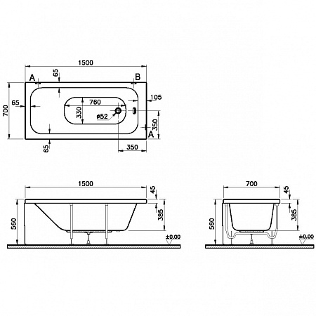 Ванна акриловая VitrA Optimum Neo 64560001000 150x70