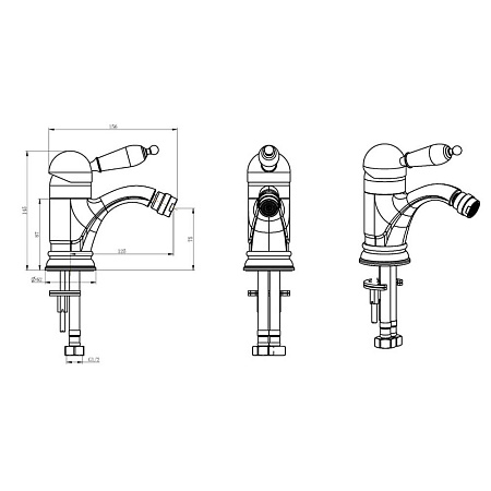 Смеситель Boheme Imperiale Presente 326 для биде, золото