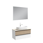 Мебель для ванной со столешницей Sancos Delta DL100W+TT100A2X дуб светлый/белый/Kreman