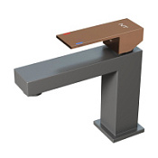 Смеситель NTBagno Adigo GG NT9001GG для раковины, серый матовый/розовое золото