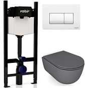 Комплект 4в1 инсталляции с WC и клавишей Valsir KIT VSWM 7334GM Slim P1 серый матовый/белый матовый