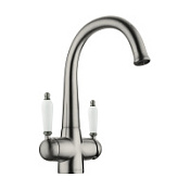Смеситель Omoikiri Okinawa-2-SI 4994255 для кухонной мойки, античное серебро