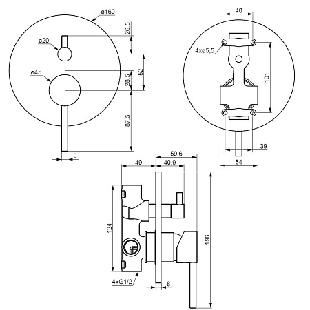 Смеситель Damixa Scandinavian Pure 367100000 для душа хром