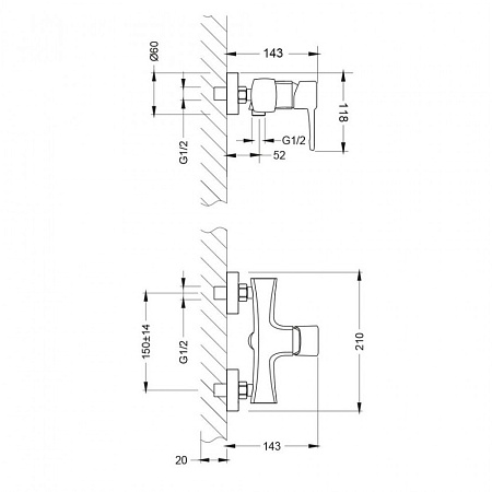 Смеситель Lemark Evitta LM0503C для душа, хром