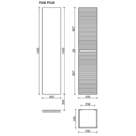 Шкаф-пенал Sancos Folk PFL35ES 35 ergraut soft