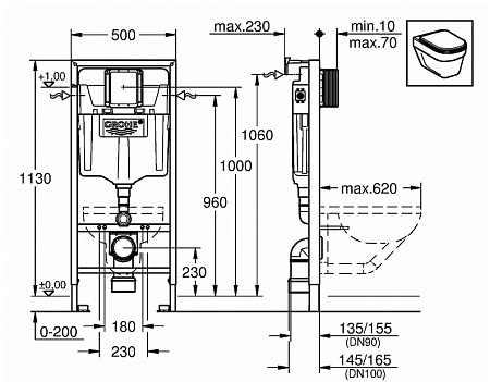 Система инсталляции Grohe Rapid SL 38539001 для унитазов