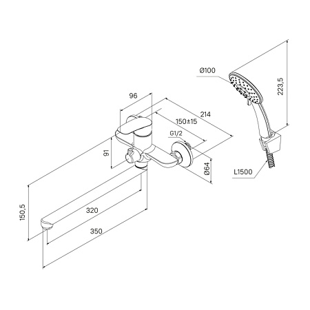 Смеситель для ванны и душа Milardo Rora RORWT00M10 белый