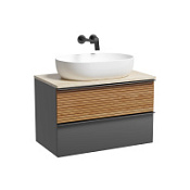 Тумба с раковиной и столешницей Sancos Delta DL80GR+TT80A2 дуб красный/графит/Kreman