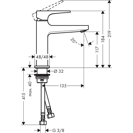 Смеситель Hansgrohe Metropol 32507000 для раковины 110 с клапаном push-open, хром