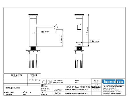 Смеситель для раковины Teska Arte Leo S E5518 черный