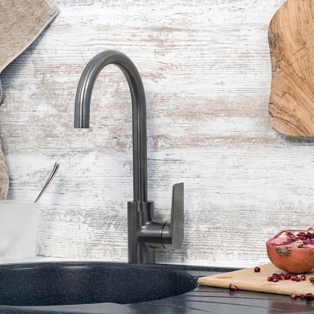 Смеситель WasserKRAFT Wiese 8407 для кухонной мойки, оружейная сталь