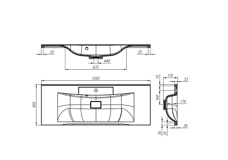 Раковина BelBagno Marino BB1200/450-LV-MR-PR 120
