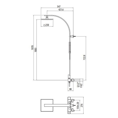 Душевая стойка Gattoni KIT/TS25C0 для душа, хром