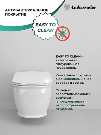 Унитаз подвесной Ambassador Royal 263K19002RS безободковый, белый